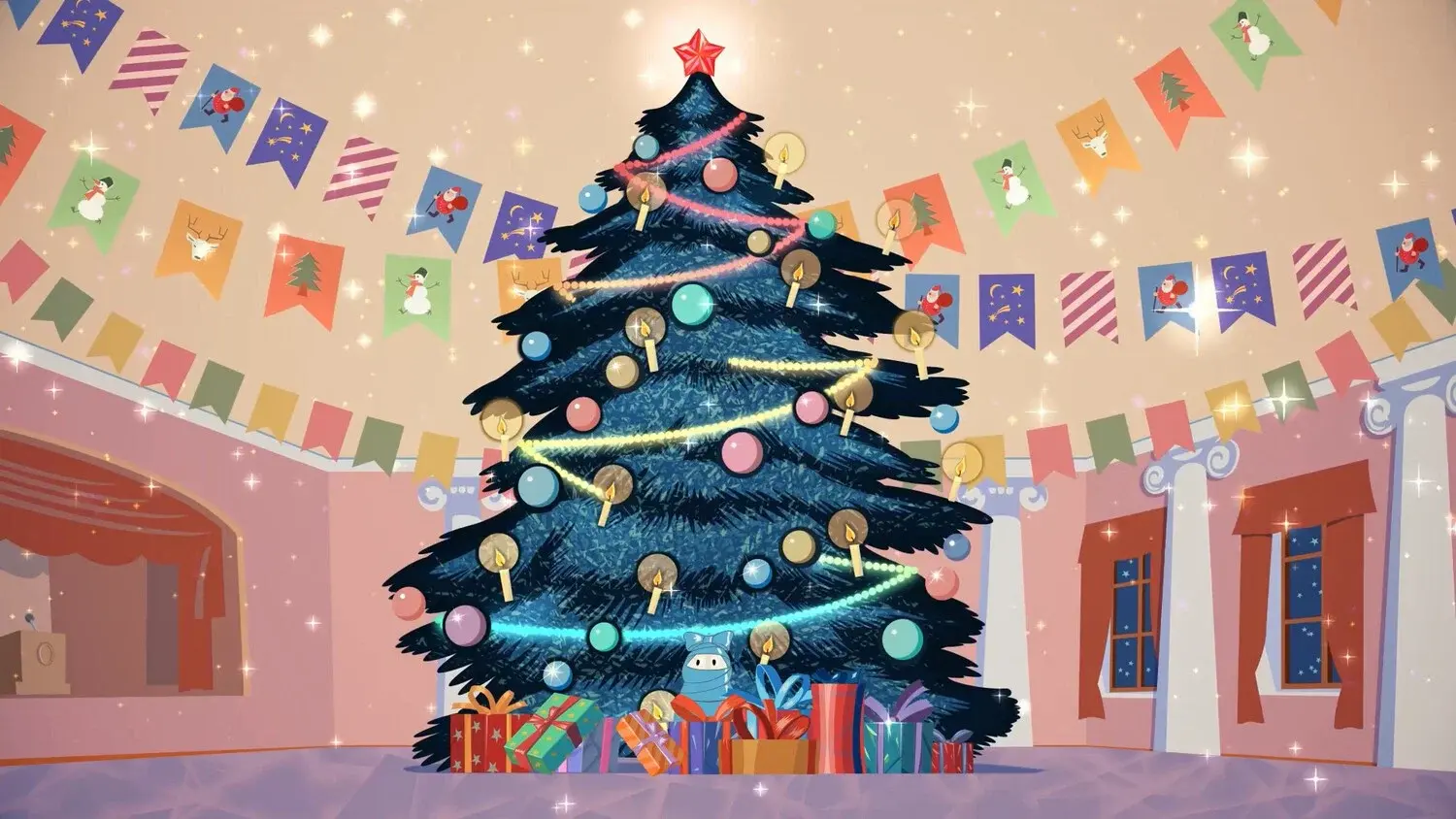 Umka at the Holiday Tree
